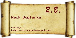 Reck Boglárka névjegykártya